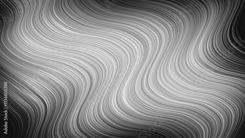 Optical Illusion of Movement Immersive Black and White Wavy Striped Vector Abstract Background. Psychedelic Acid Trip Hypnotic Dynamic Flowing Smooth Pattern Gray Shades Wallpaper. Op Art Illustration
