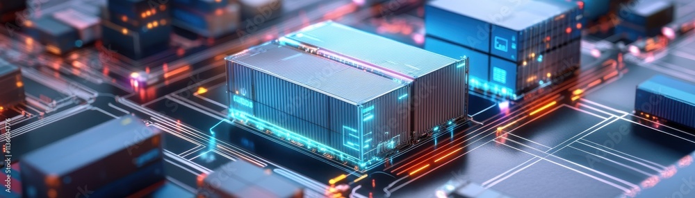 A detailed view of advanced microchips with vibrant circuit designs and glowing elements.