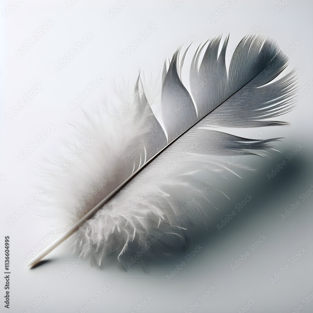 Delicate Feather Isolated on White Background for Nature, Art, and Design Purposes Delicate Feather Isolated on White Background for Nature, Art, and Design Purposes