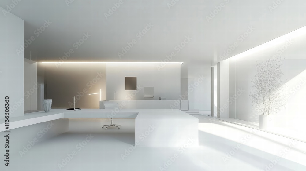 Fototapeta premium minimalist white office interior design
