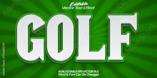 Golf Vector Text Effect Editable Alphabet Game Play Grass Sport