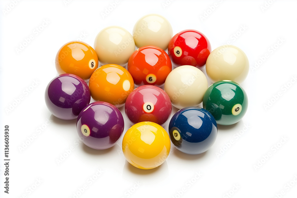 Selective focus colorful billiard ball isolated on white background, Close up shot snooker ball on white. Selective focus colorful billiard ball isolated on white background, Close up shot snooker ball on white.