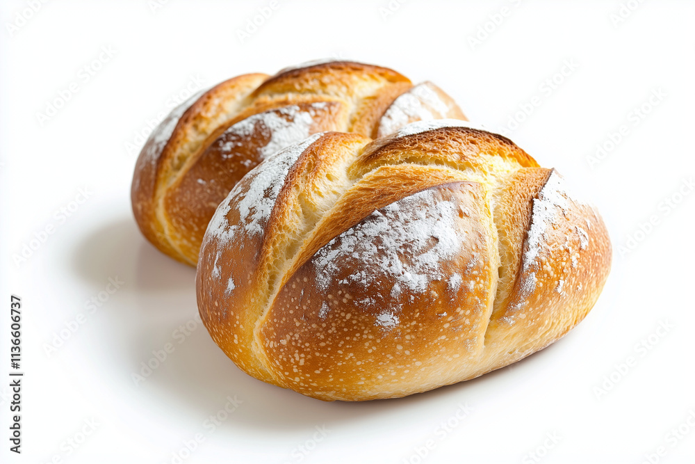 Selective focus crispy crust loaf of bread isolated on white background, Sourdough bread with burning skin, Fresh baked pastry on white. Selective focus crispy crust loaf of bread isolated on white background, Sourdough bread with burning skin, Fresh baked pastry on white.