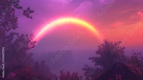 Smooth transition from red to violet in a radiant rainbow arc photo