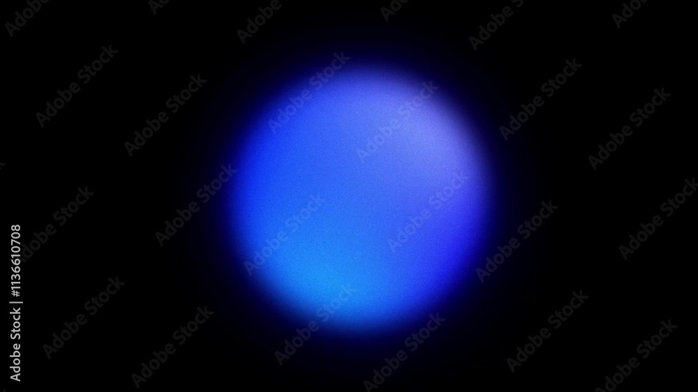 Abstract blurred grainy blue gradient glowing orb shape looped on black background