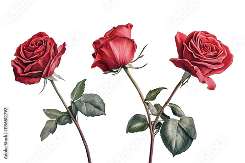 a group of red roses with green leaves