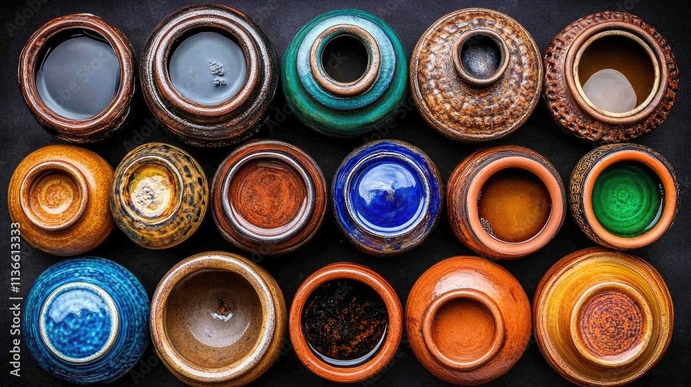 Traditional clay pots for selling water in vibrant Indian market filled with rich history and craftsmanship Traditional clay pots for selling water in vibrant Indian market filled with rich history and craftsmanship