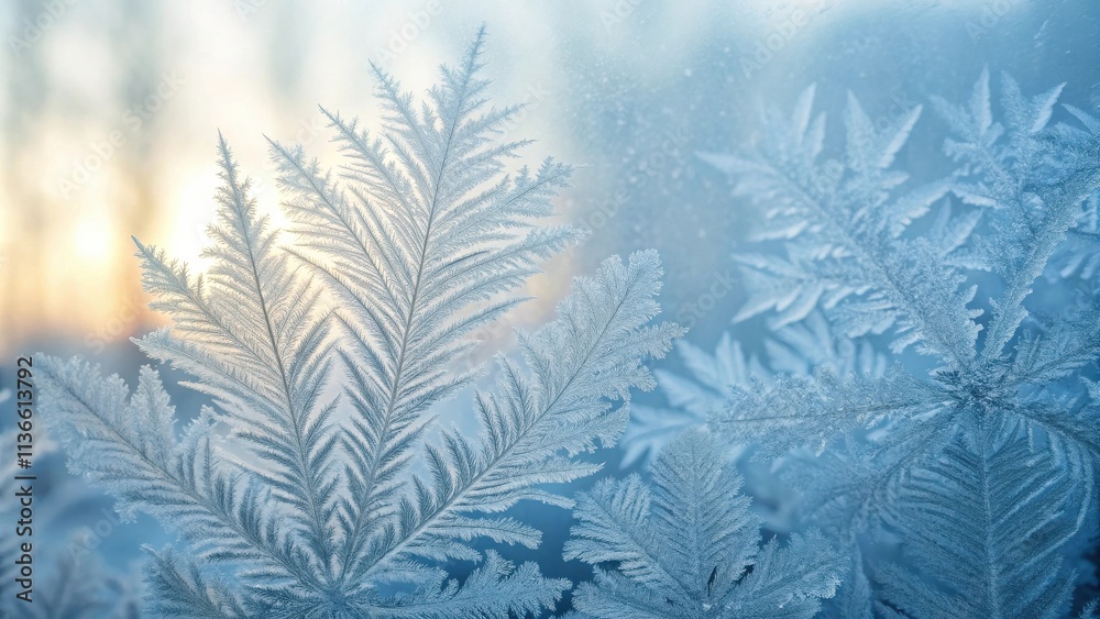 Delicate Ice Crystals Form Intricate Patterns on a Window Pane, Capturing the Essence of Winter's Beauty Delicate Ice Crystals Form Intricate Patterns on a Window Pane, Capturing the Essence of Winter's Beauty