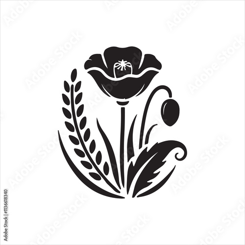 black and white flower