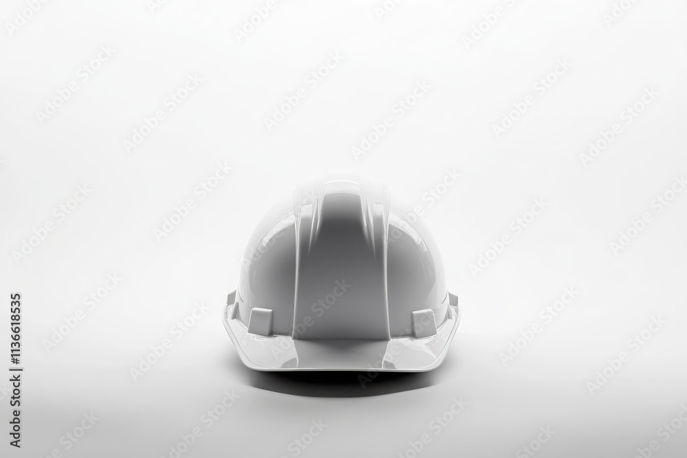 A white hard hat positioned against a minimalistic background, symbolizing safety in construction. A white hard hat positioned against a minimalistic background, symbolizing safety in construction.