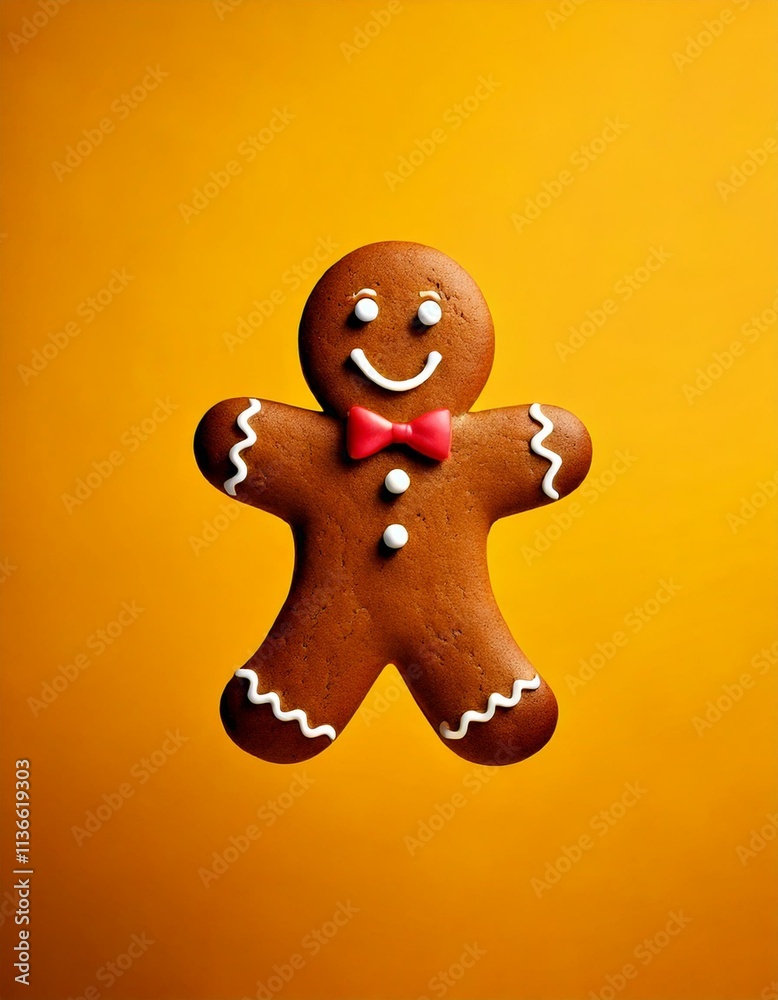 gingerbread man isolated on yellow