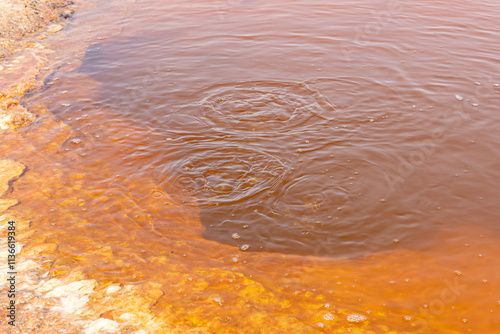 Red boiling Lake in the salt canyon of the Dallol Volcano, Hamadela, Danakil depression, Ethiopia photo