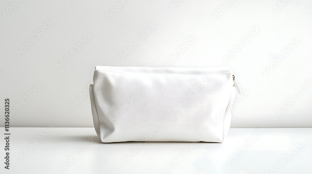 Blank canvas cosmetic bag mock up, front view Blank canvas cosmetic bag mock up, front view