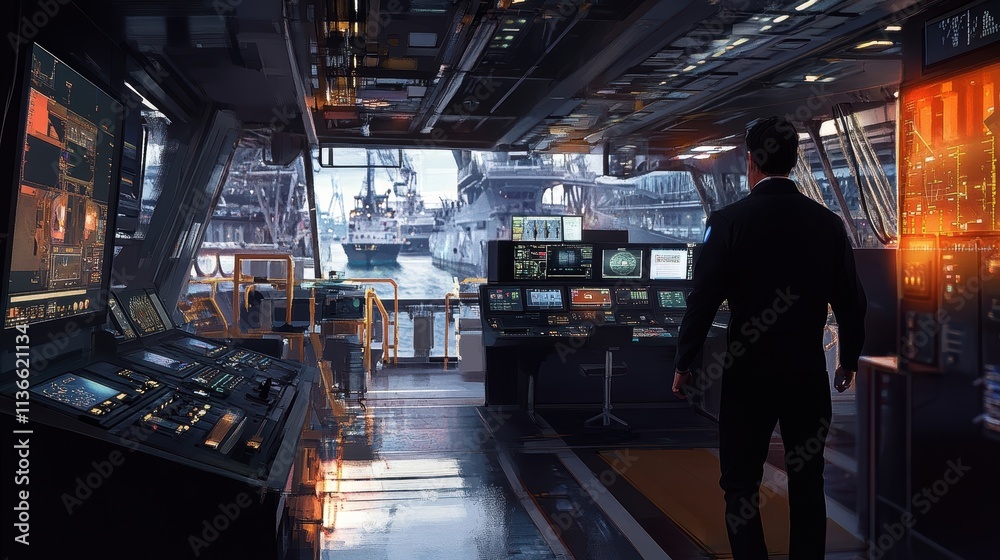 futuristic ship bridge officer futuristic ship bridge officer