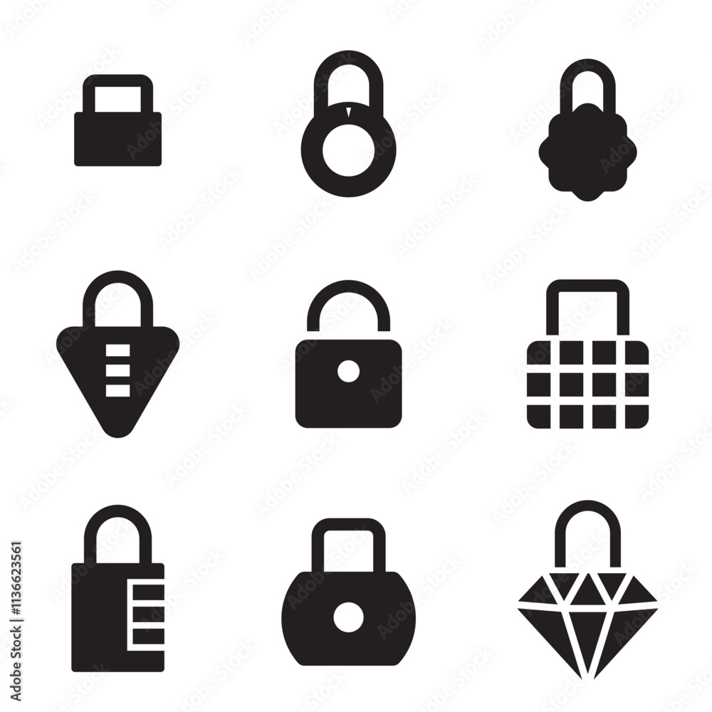 Set of keys icons isolated on white background. Collection security
