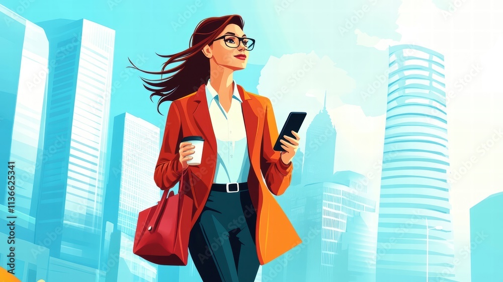 confident businesswoman walking in city confident businesswoman walking in city
