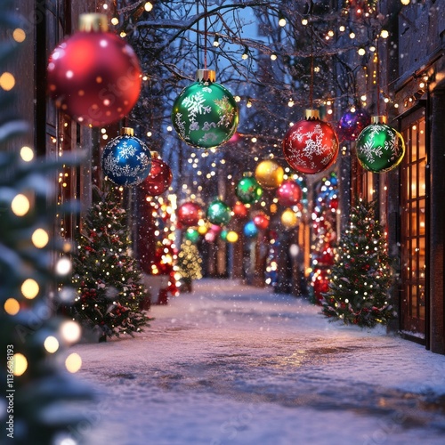 Festive Christmas Street at Night