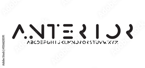 Creative abstract modern digital technology fonts and number set. Minimalist electronic, thin and slim typography font style. Vector illustration
