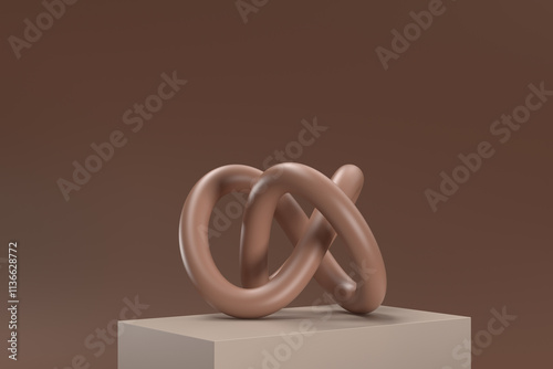 A brown object with a knot in it is sitting on a brown surface