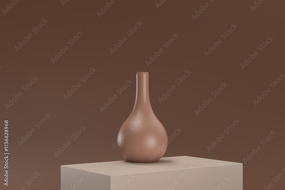 A vase is sitting on a brown surface A vase is sitting on a brown surface