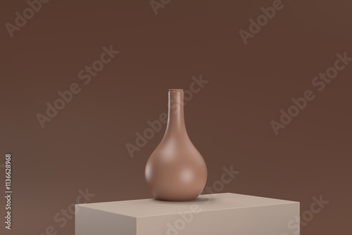 A vase is sitting on a brown surface
