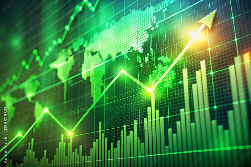 Stock Market Growth, Bull Market, Financial Success, Investment Growth, Upward Trend Graph Stock Market Growth, Bull Market, Financial Success, Investment Growth, Upward Trend Graph