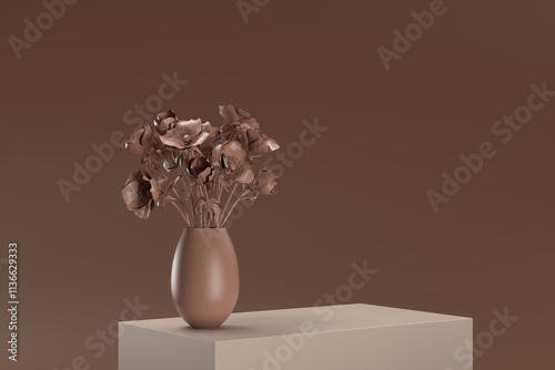 A vase of flowers sits on a table