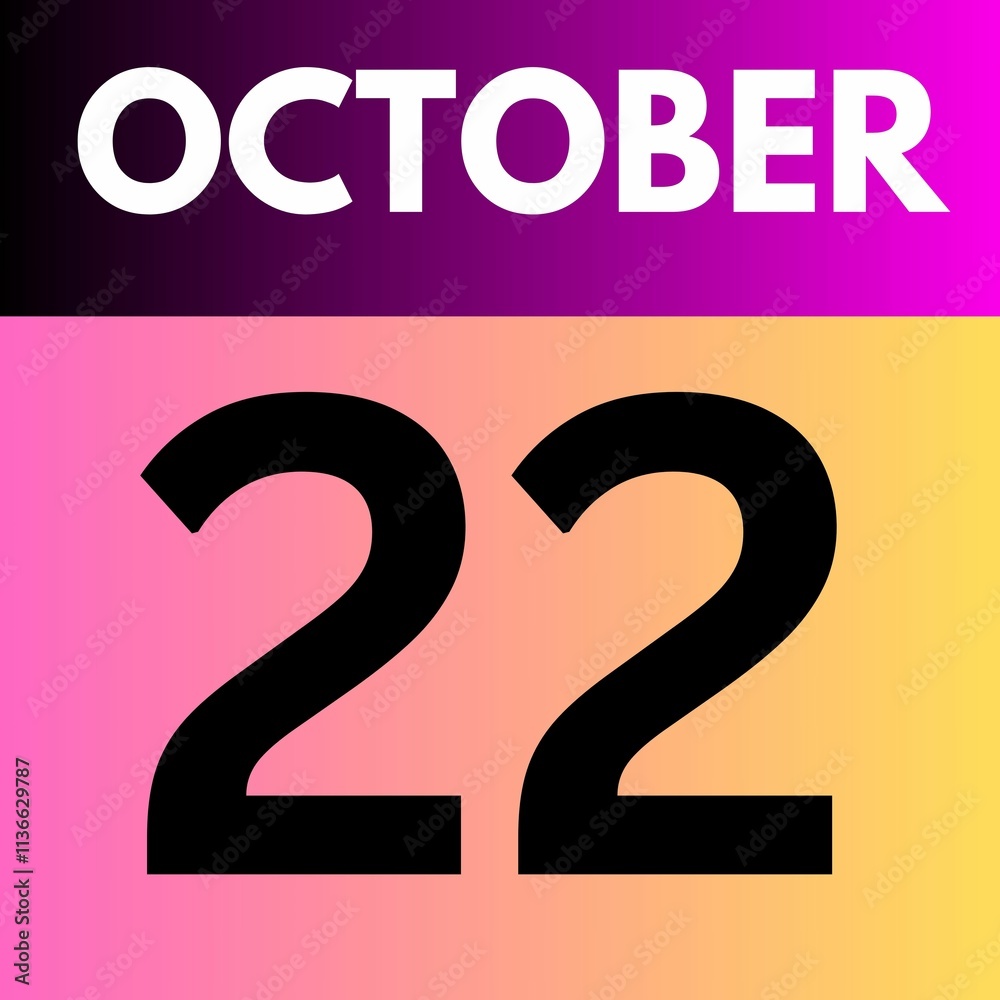 October 22 . gradient Style calendar .date ,day, month , the month of October October 22 . gradient Style calendar .date ,day, month , the month of October