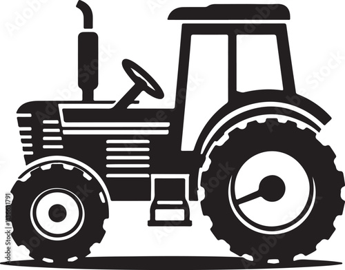 Tractor silhouette vector illustration, tractor vector