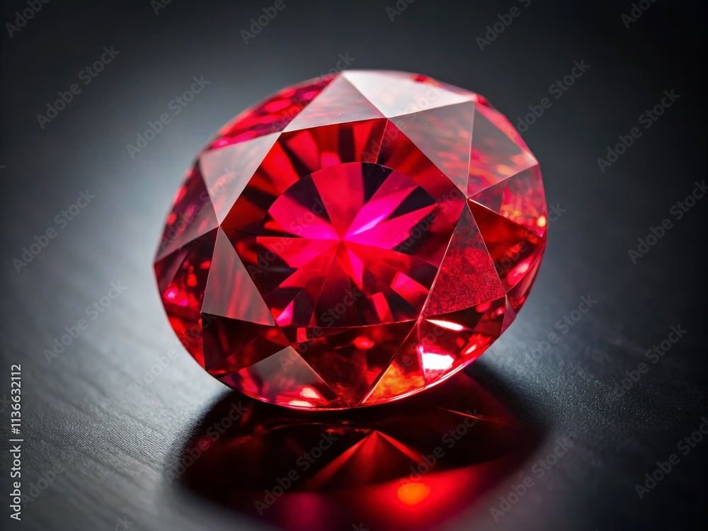 Stunning Isolated Red Ruby Gemstone Showcasing Its Brilliant Cut and Luster Against a Dark Background for Jewelry and Luxury Design Concepts Stunning Isolated Red Ruby Gemstone Showcasing Its Brilliant Cut and Luster Against a Dark Background for Jewelry and Luxury Design Concepts