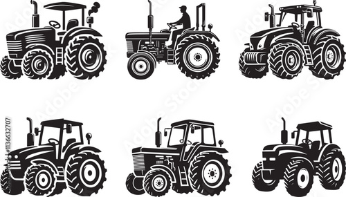 Tractor set silhouette vector illustration, tractor vector
