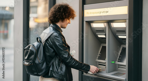 man withdrawing money from an atm	