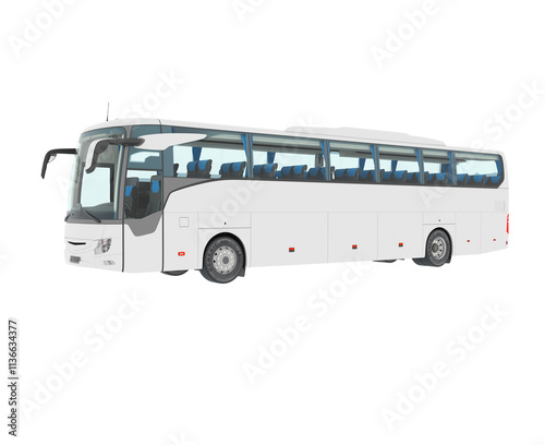 3D rendering bus set with blank surface for mockup branding, Coach Bus Mock-Up 3D illustration, Coach 3D Bus Front, Back, and Side view double-decker bus isolated on white