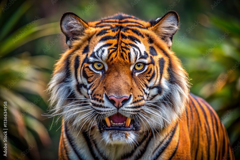 Obraz premium Sumatran Tiger Portrait: Angry Yet Beautiful Wildlife Photography