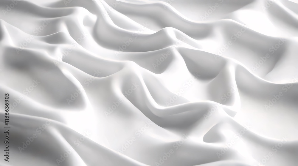 Abstract white fabric texture with soft folds and waves.