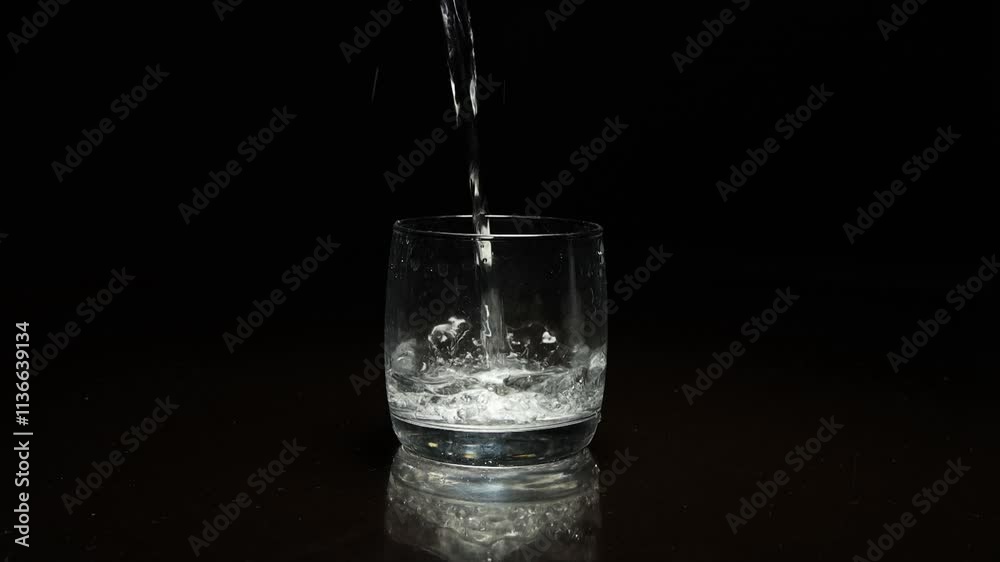Pure water is poured into a transparent glass cup. Slow motion
Pure water is poured into a transparent glass cup. Slow motion