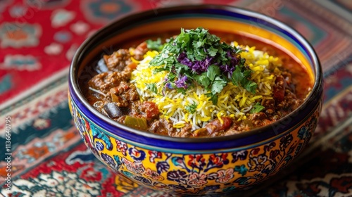 Khoresh-e Bademjan with Saffron Rice, Cultural Culinary Art photo