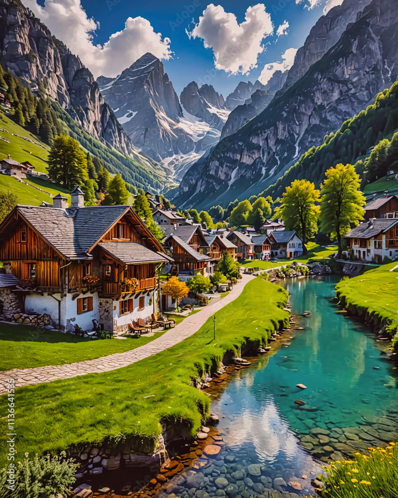 Fototapeta premium Picturesque Alpine Village