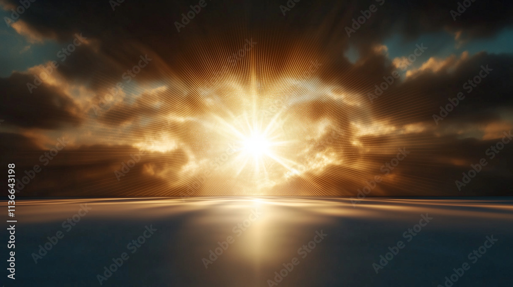 Sunset over the ocean with dramatic sky and glowing clouds Sunset over the ocean with dramatic sky and glowing clouds
