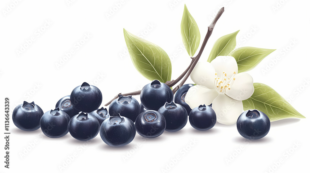 White vanilla zephyr and blueberries isolated highlighted by white, png. Zephyrine. Illustration White vanilla zephyr and blueberries isolated highlighted by white, png. Zephyrine. Illustration