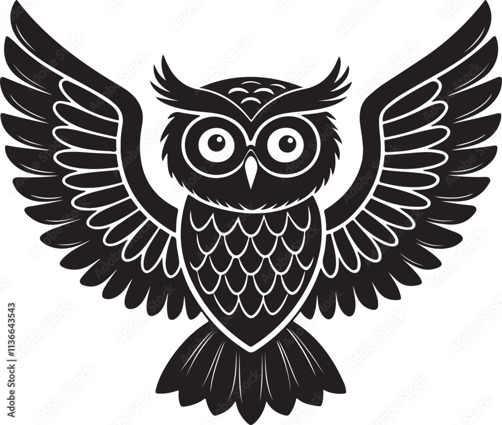 Owl vector Silhouette for black and white Design Owl vector Silhouette for black and white Design