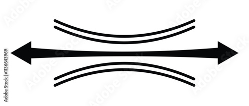 Elasticity material icon. Simple modern icon with arrow symbol isolated on white background. Soft, resilience or flexibility and flexible pressure concept. Vector illustration.