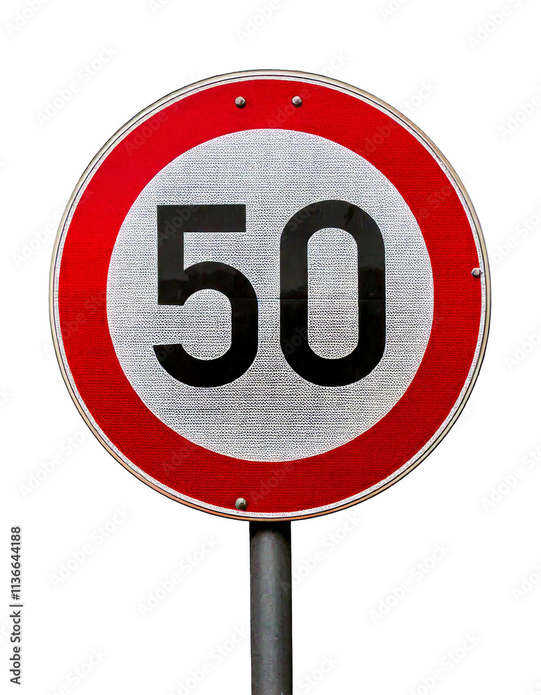 speed limit 50 kmh sign isolated transparent background, germany traffic
