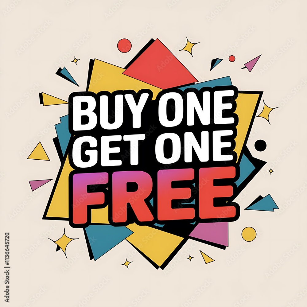Fototapeta premium Buy One Get One Free Offer Colorful Design