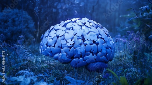 A 3D Model of a Human Brain Sits atop a Completed Puzzle Piece, Symbolizing Problem-Solving and Innovation

 photo