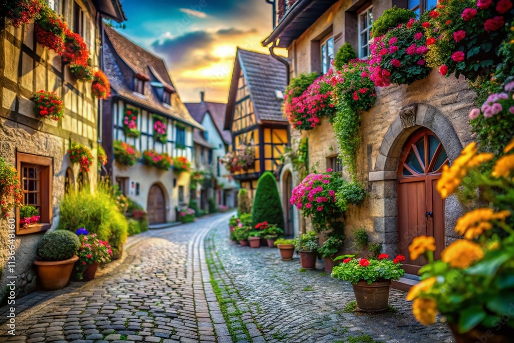 Tilt-Shift European Village: Cobblestone Streets, Charming Architecture, Historic Town, Travel Photography Tilt-Shift European Village: Cobblestone Streets, Charming Architecture, Historic Town, Travel Photography