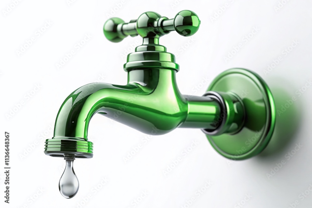 Tilt-Shift Green Water Tap, Droplet Photography, Realistic Water Faucet, High-Resolution Image, Clean Design, Minimalist Style Tilt-Shift Green Water Tap, Droplet Photography, Realistic Water Faucet, High-Resolution Image, Clean Design, Minimalist Style