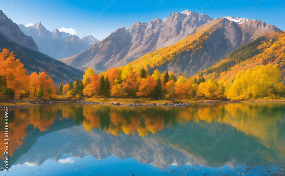 A mountain lake with a mountain in the background. A mountain lake with a mountain in the background.