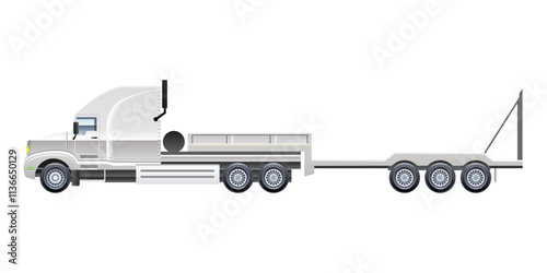 low loader semi trailer truck heavy industries vector Illustration