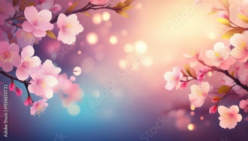 Dreamy Cherry Blossoms: A breathtaking image of delicate pink cherry blossoms in full bloom, bathed in soft, warm light. The bokeh effect adds a touch of magic.